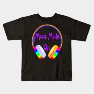 Music Mode On Rainbow Headphones Kids T-Shirt